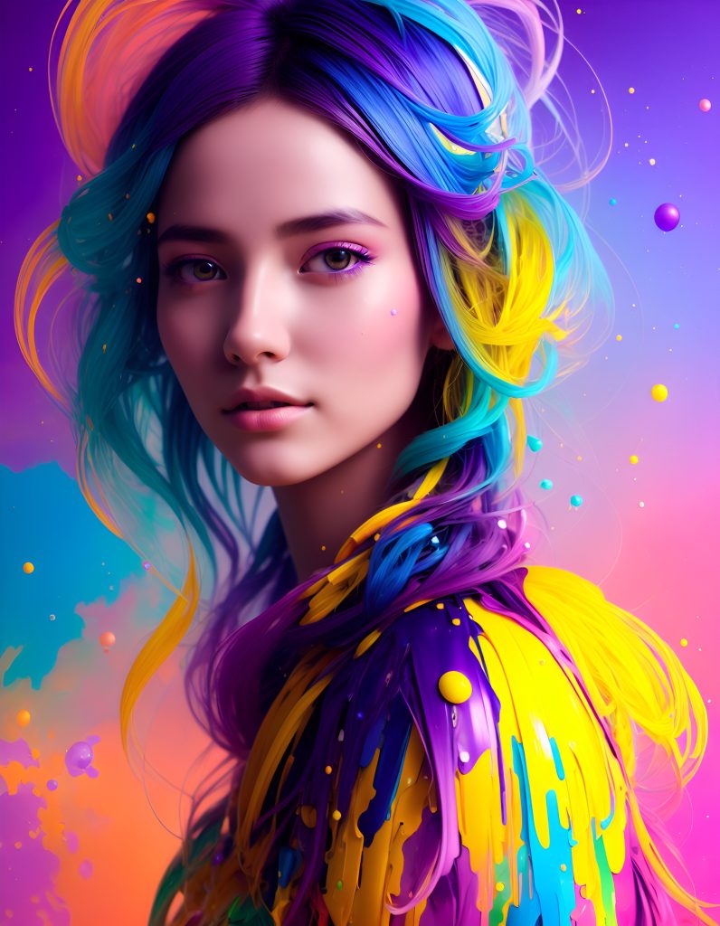 Default Colorful beautiful robot woman a woman 28years old messy hair 1 75ec2d77 c29a 46e0 9f9e 7bb0deb938a4 1