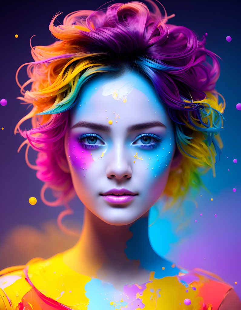 Default Colorful beautiful robot woman a woman 28years old messy hair 3 e7dc29b5 a20f 4572 bb9f c8bce21dcbad 1