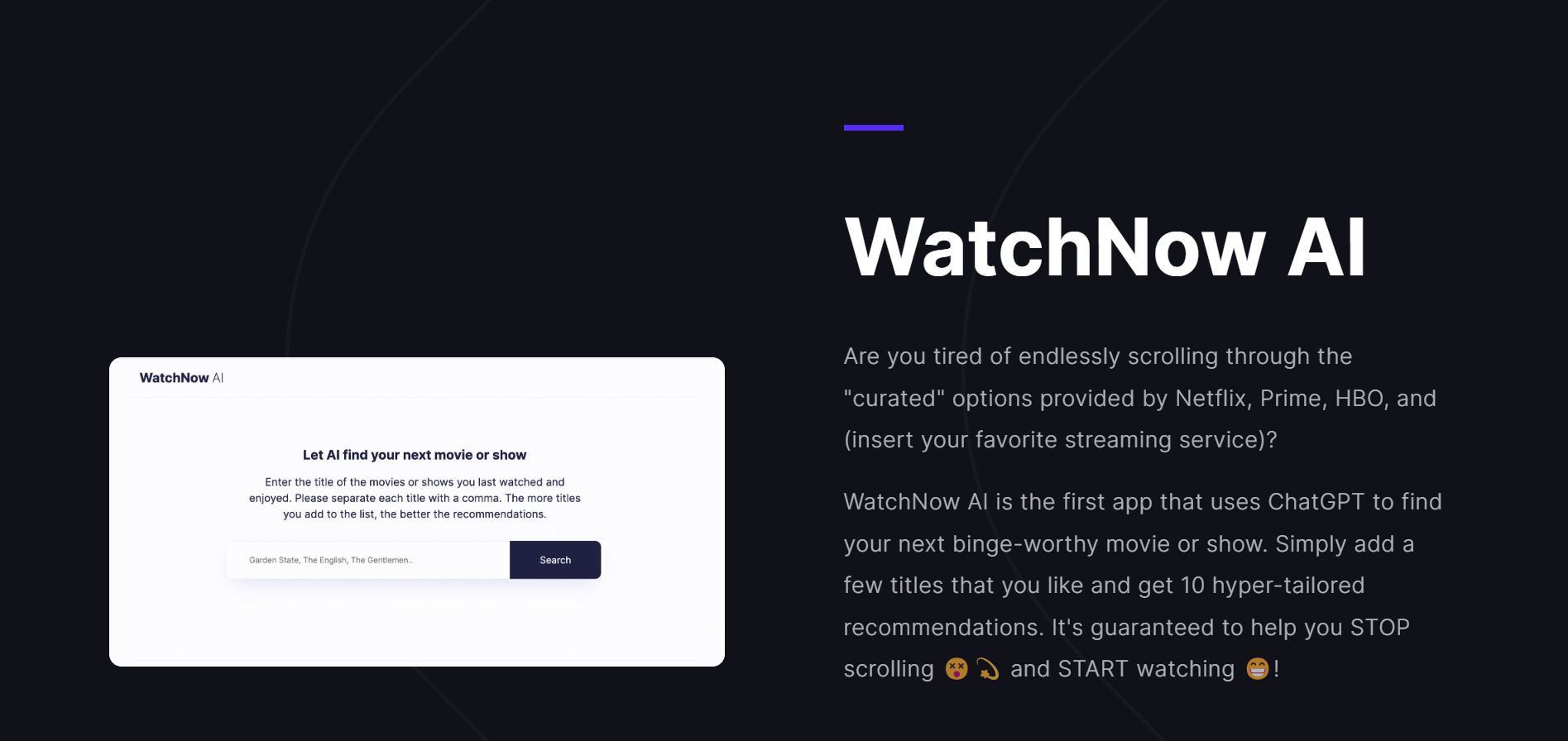 Discover Your Next Favorite Movie or Show with Watchnowai.com – The Ultimate Personalized Recommendation Tool!
