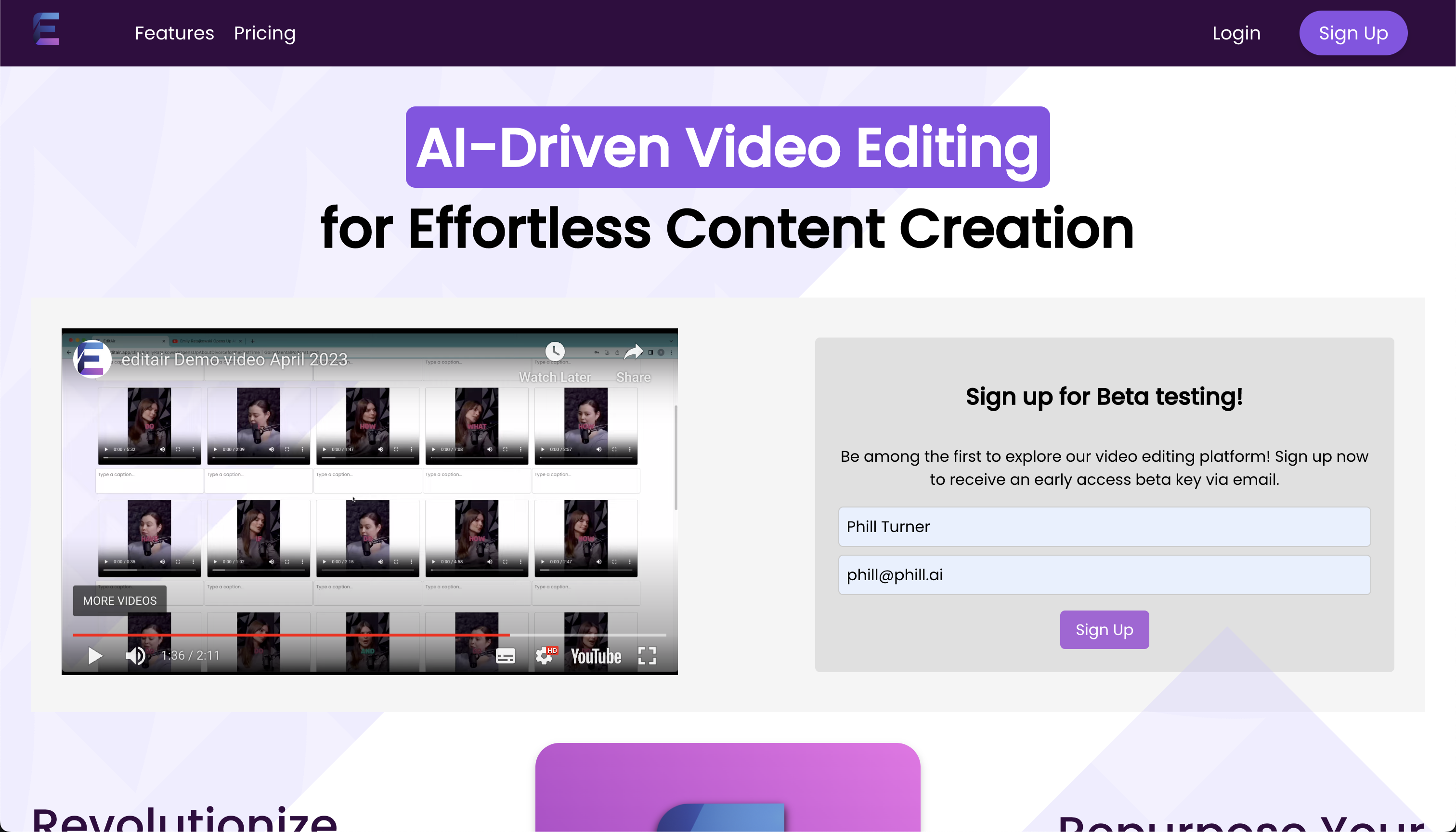 EDITAIR: Futuristic Video Editing with AI for Effortless Content Creation = mind blown
